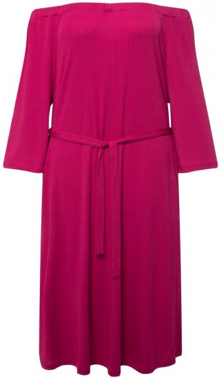 Ulla Popken 827740 Jersey jurk met driekwartmouwen Roze - Midi jurken - Midi-jurken in grote maten