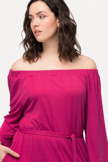 Ulla Popken 827740 Jersey jurk met driekwartmouwen Roze - Midi jurken - Midi-jurken in grote maten