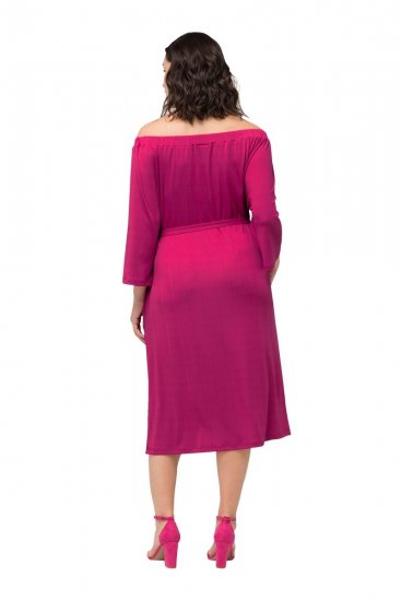 Ulla Popken 827740 Jersey jurk met driekwartmouwen Roze - Midi jurken - Midi-jurken in grote maten
