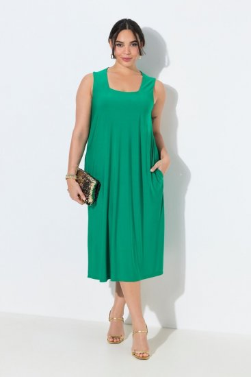 Ulla Popken 827908 Mouwloze jersey jurk Groen - Jersey jurken - 