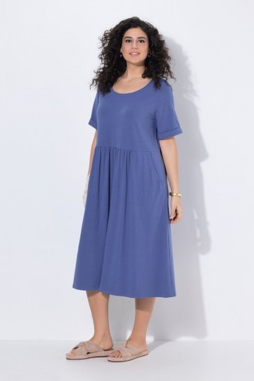 Ulla Popken 827920 Jersey jurk met korte mouwen Blauw - Jersey jurken - 