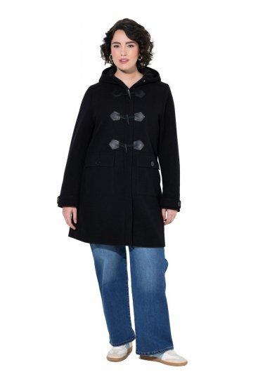 Ulla Popken 829347 Duffelcoat Zwart - Jassen - Grote maten dames jassen