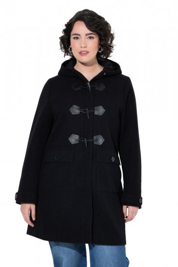Ulla Popken 829347 Duffelcoat Zwart - Jassen - Grote maten dames jassen