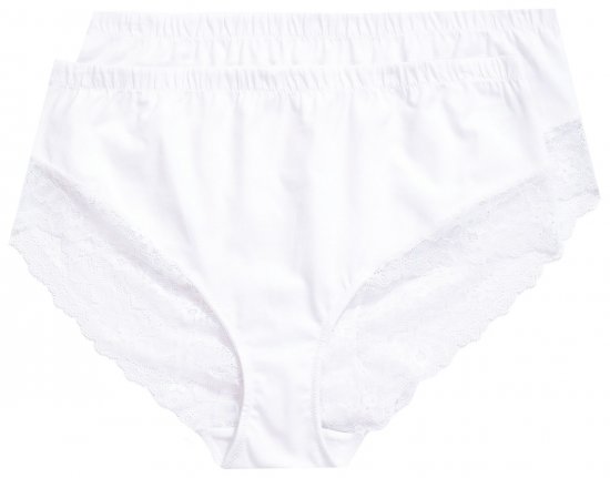 Ulla Popken 830094 Slips met kant 2-pack Wit - Slips - 