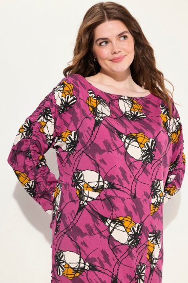 Ulla Popken 830151 Gebloemde jurk Roze - Maxi jurken - Grote maten maxi jurken
