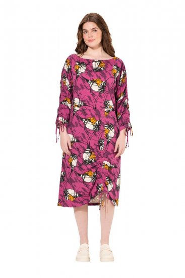 Ulla Popken 830151 Gebloemde jurk Roze - Maxi jurken - Grote maten maxi jurken