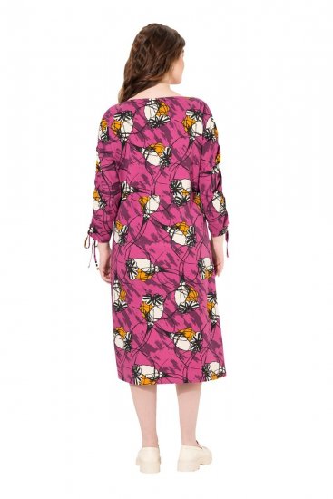 Ulla Popken 830151 Gebloemde jurk Roze - Maxi jurken - Grote maten maxi jurken