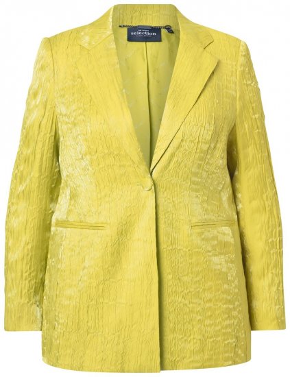 Ulla Popken 830767 Crinkle blazer Lichtgroen - Blazers - Damesblazers in grote maten