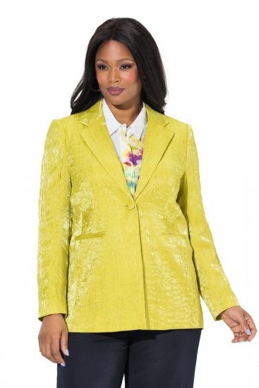 Ulla Popken 830767 Crinkle blazer Lichtgroen - Blazers - Damesblazers in grote maten