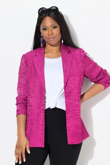 Ulla Popken 830767 Blazer met crinkle-structuur Magenta - Blazers - Damesblazers in grote maten