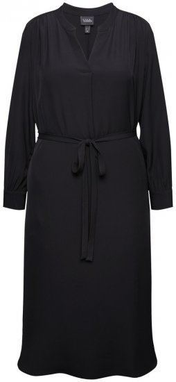 Ulla Popken 831004 Midi-jurk met lange mouwen Zwart - Maxi jurken - Grote maten maxi jurken