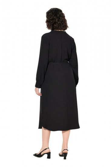 Ulla Popken 831004 Midi-jurk met lange mouwen Zwart - Maxi jurken - Grote maten maxi jurken