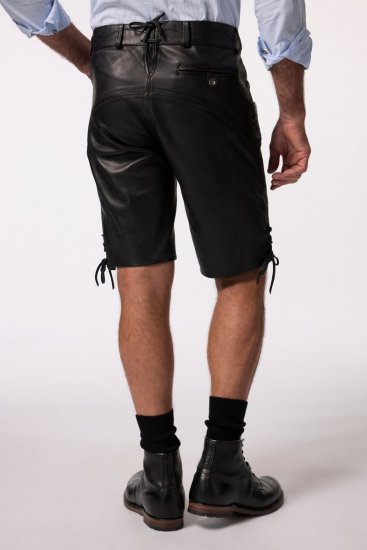 JP1880 831257 Leren short van nappaleer Zwart - Shorts - Grote Maten Korte Broeken Heren
