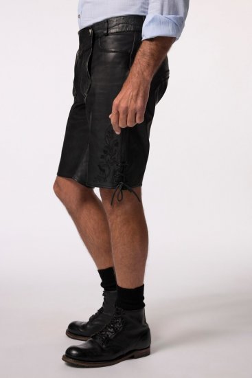 JP1880 831257 Leren short van nappaleer Zwart - Shorts - Grote Maten Korte Broeken Heren