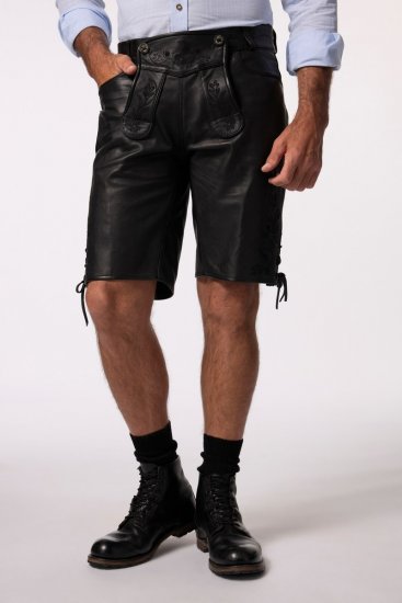 JP1880 831257 Leren short van nappaleer Zwart - Shorts - Grote Maten Korte Broeken Heren