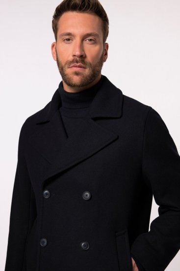 JP1880 Caban Short Double-breasted Overcoat Navy - Jassen - Grote Maten Herenjassen