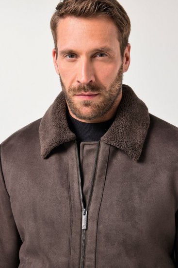 JP1880 Bomber Jacket Faux Leather Dark Brown - Jassen - Grote Maten Herenjassen