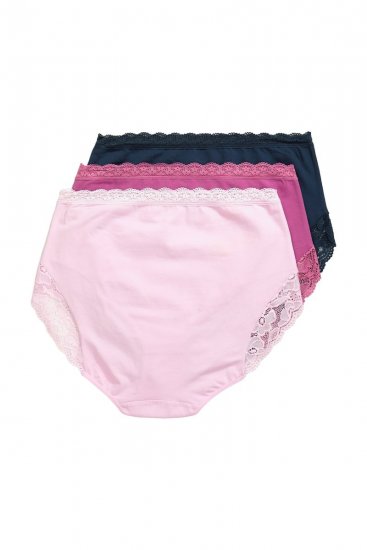 Ulla Popken 831866 Slips met hoge taille en kant 3-pack Donkerblauw - Slips - 