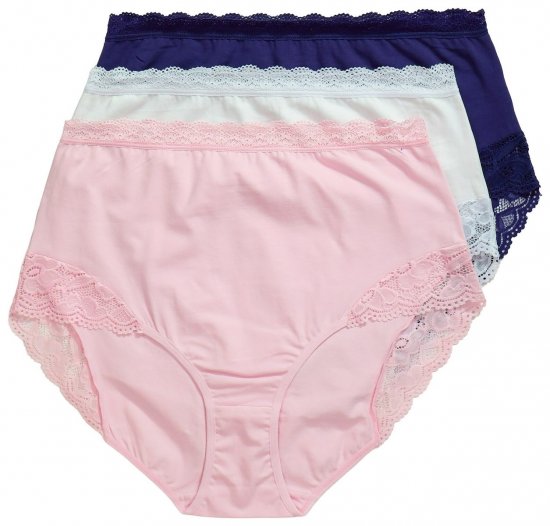 Ulla Popken 831866 Slips met hoge taille en kant 3-pack Koningsblauw - Slips - 