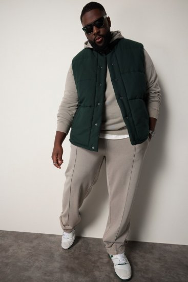 STHUGE 831896 Gewatteerde flanellen bodywarmer Donkergroen - Jassen - Grote Maten Herenjassen