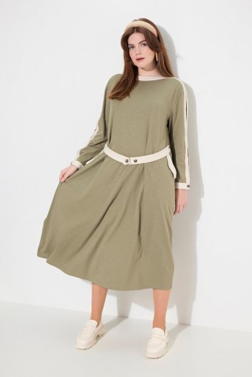 Ulla Popken 831963 Jurk met lange mouwen Grijs - Maxi jurken - Grote maten maxi jurken