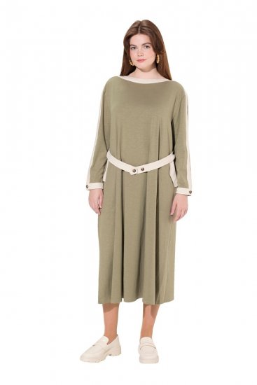 Ulla Popken 831963 Jurk met lange mouwen Grijs - Maxi jurken - Grote maten maxi jurken