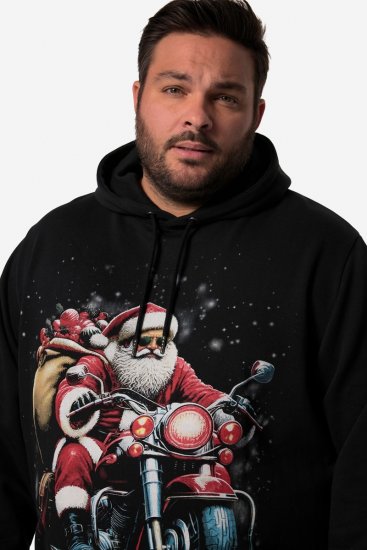 Men+ 100 Hoodie Kerstman op motor Zwart - Sweaters & hoodies - Sweaters & Hoodies Grote Maten Heren