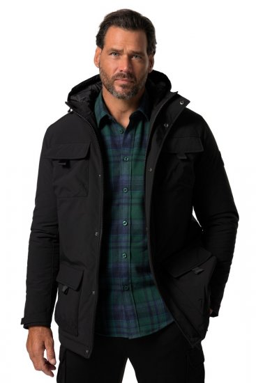 JP1880 832202 Fieldjacket met capuchon Zwart TALL - TALL jassen - Jassen in TALL-maten