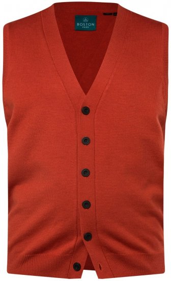 Boston Park 948 Gebreid gilet met V-hals Terracotta - Pakken - Grote Maten Kostuum Heren