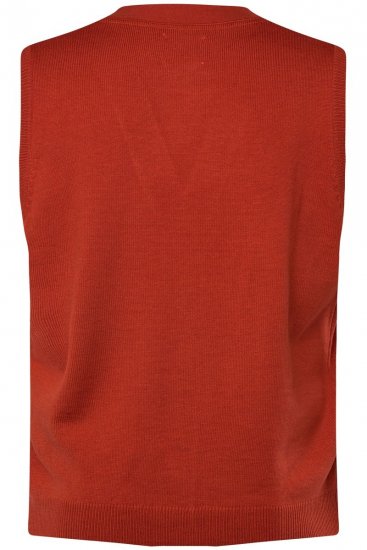 Boston Park 948 Gebreid gilet met V-hals Terracotta - Pakken - Grote Maten Kostuum Heren