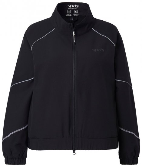 Ulla Popken 833237 Sportjas met reflecterende details Zwart - Jassen - Grote maten jassen voor dames
