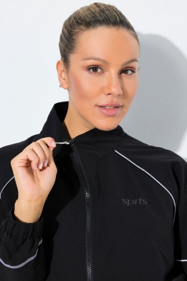 Ulla Popken 833237 Sportjas met reflecterende details Zwart - Jassen - Grote maten jassen voor dames