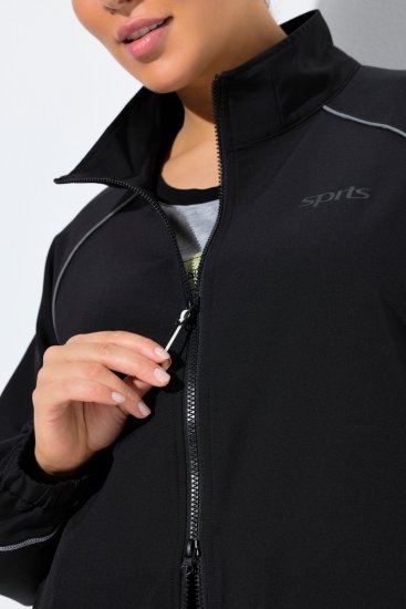 Ulla Popken 833237 Sportjas met reflecterende details Zwart - Jassen - Grote maten jassen voor dames