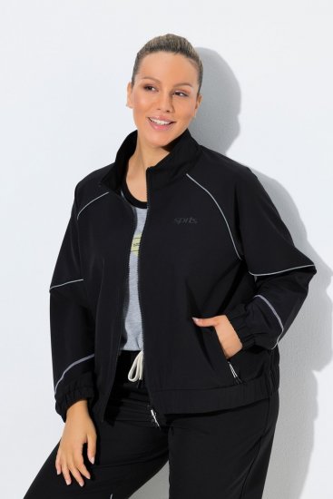 Ulla Popken 833237 Sportjas met reflecterende details Zwart - Jassen - Grote maten jassen voor dames