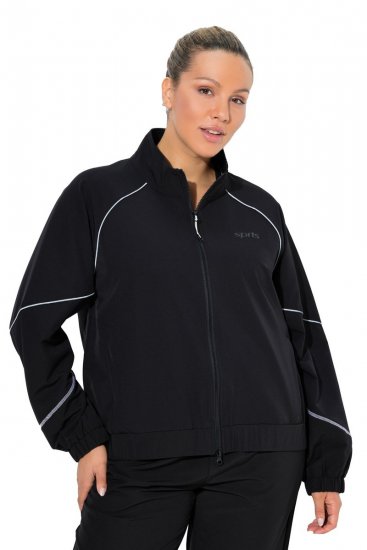 Ulla Popken 833237 Sportjas met reflecterende details Zwart - Jassen - Grote maten jassen voor dames