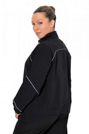 Ulla Popken 833237 Sportjas met reflecterende details Zwart - Jassen - Grote maten jassen voor dames