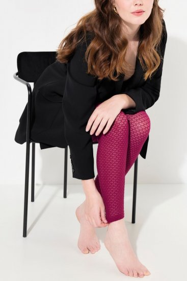 Ulla Popken 833718 Panty legging met kant Bessenrood - Panty's & sokken - 