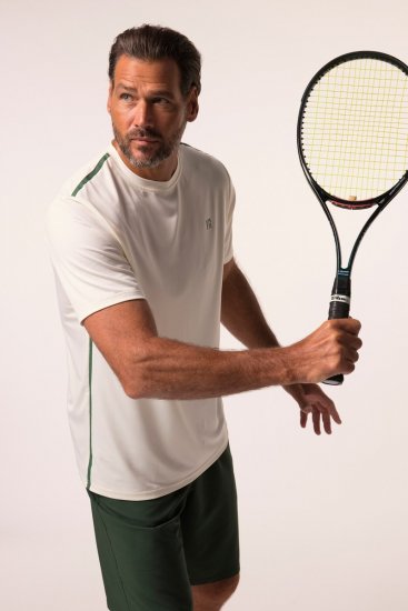 JP1880 QuickDry Stripes Tennis T-Shirt Off White - Sportkleding & outdoor - Sport- & Outdoorkleding Heren Grote Maten