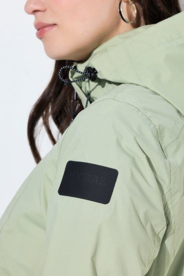 Ulla Popken 835132 HYPRAR functionele A-lijn jas met afneembare capuchon Licht saliegroen - Jassen - Grote maten jassen voor dames