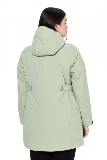Ulla Popken 835132 HYPRAR functionele A-lijn jas met afneembare capuchon Licht saliegroen - Jassen - Grote maten jassen voor dames