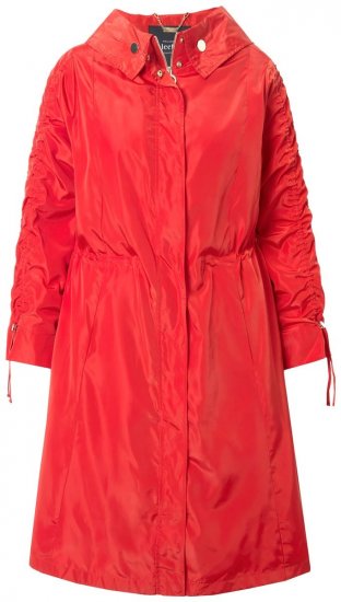 Ulla Popken 835277 Lange waterafstotende jas met capuchon Rood - Jassen - Grote maten dames jassen