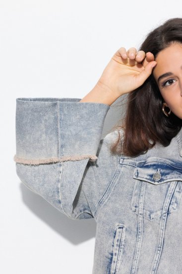 Ulla Popken 835486 Spijkerjas met wijde mouwen Denimblauw - Jassen - Grote maten jassen voor dames