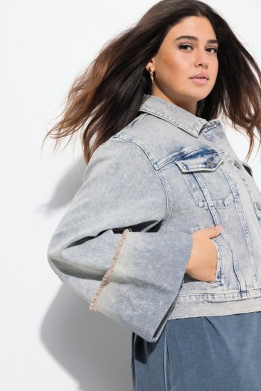 Ulla Popken 835486 Spijkerjas met wijde mouwen Denimblauw - Jassen - Grote maten jassen voor dames