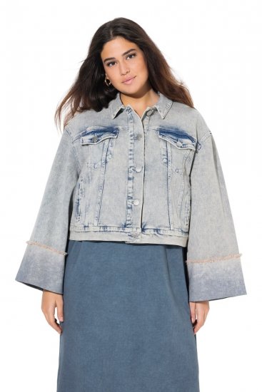 Ulla Popken 835486 Spijkerjas met wijde mouwen Denimblauw - Jassen - Grote maten jassen voor dames