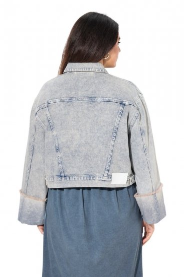Ulla Popken 835486 Spijkerjas met wijde mouwen Denimblauw - Jassen - Grote maten jassen voor dames
