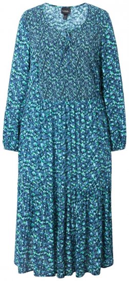 Ulla Popken 835713 Gebloemde jurk Donkerblauw - Maxi jurken - Grote maten maxi jurken