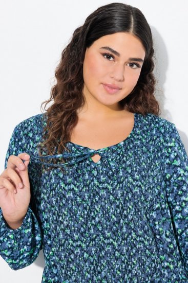 Ulla Popken 835713 Gebloemde jurk Donkerblauw - Maxi jurken - Grote maten maxi jurken