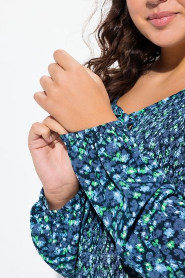 Ulla Popken 835713 Gebloemde jurk Donkerblauw - Maxi jurken - Grote maten maxi jurken