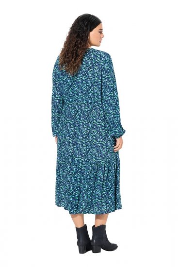 Ulla Popken 835713 Gebloemde jurk Donkerblauw - Maxi jurken - Grote maten maxi jurken
