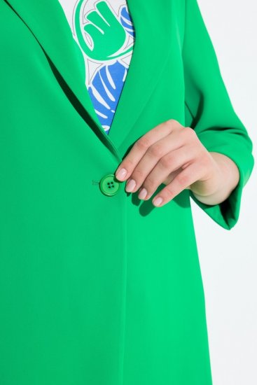 Ulla Popken 836165 Lange blazer met driekwartmouwen Groen - Blazers - Damesblazers in grote maten